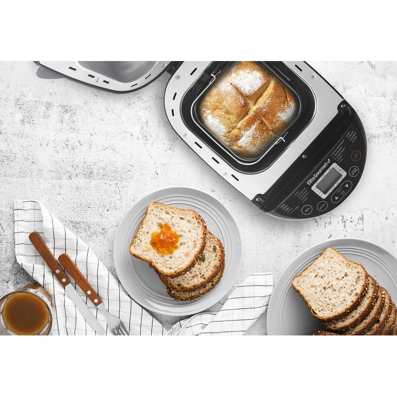 Elite Gourmet EBM8103B Programmable Bread Maker Machine 3 Loaf Sizes,