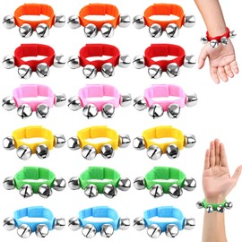 STARVAST Pack of 18 Wrist Bells, 6 Colours Bells Bracelets, Bell Band Set, Percussion Toy Bells Baby Children Band with Strong Straps for Arms and Feet