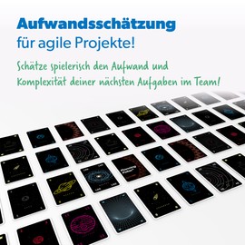 Agile Planning Poker Cards for 4 People - Scrum Poker Card Set for Efficient Effort Estimation of Complex Project Requirements in the Team - Made in Germany - Planet Version
