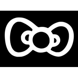 Cute Kitty Bow Vinyl Sticker Decals (Pack of 2) for Car Bumper Window Laptop Tablet Phone (2" x 1.1", White)