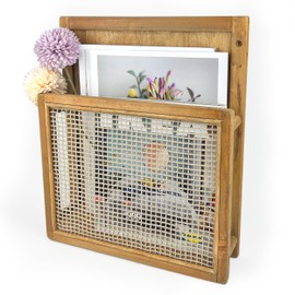 Pubgeer Wooden Wall Mounted Magazine Rack, Elegant Wall File Organizer, File Holder For Entryway Living Room Kids’ room and Office, Wall Magazine Holder, Hanging Mail Organizer (Brown)