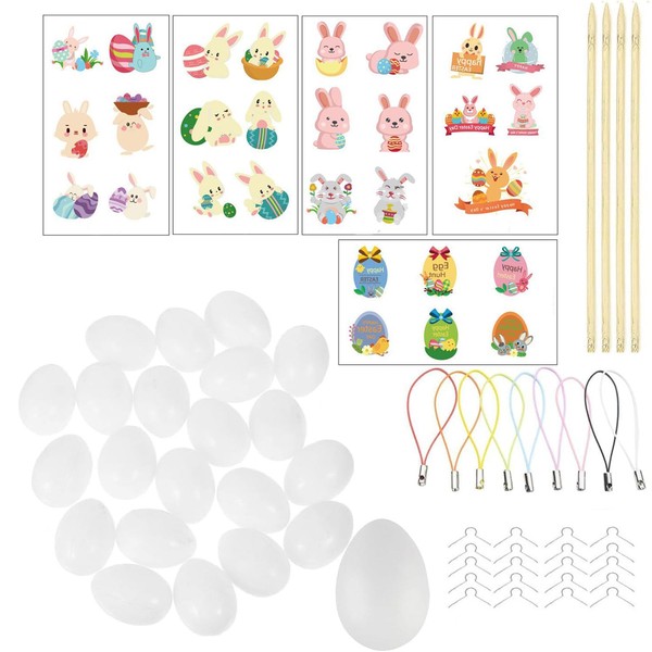 ASOENTIWOX Easter Eggs Painting for Hanging, 25 Plastic Eggs 6