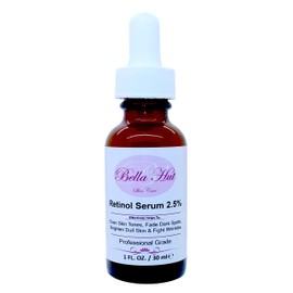 RETINOL FACE SERUM 2.5% - Anti-Aging Serum For Face - Helps Reduce Wrinkles, Fine Lines and Evens Skin Tones - 1 fl oz - Bellahut (1 OZ)