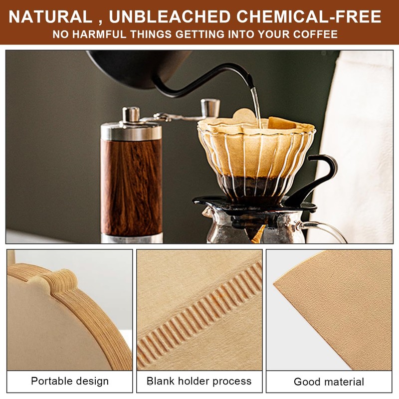 Gute 200Pcs Cone Coffee Filters, 2-4 Cups Unbleached Brown V02