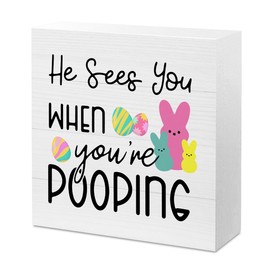 Bathroom Decor Funny Bunny Peeps Sign Bathroom Accessories Decor Bathroom Decorations Easter Sign Decor Decorations for Home Bathroom Toilet Restroom Sink Desk Decor