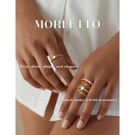 Morfetto Gold Rings for Women Tarnish Free 18K Gold Plated Wedding Rings for Women Cubic Zirconia Ring Set Stacking Engagement Rings Minimalist Waterproof Chunky Thumb Gold Party Rings Gift