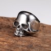Black Stainless Steel Men's Cool Skull Head Solid Ring Punk