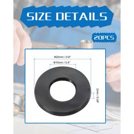 IPNSDON 20pcs M10 Gaskets, Inner Diameter 10mm, Outer Diameter 20mm, 2mm Thick Gasket Seal for Faucet Pipe Plumbing Fixing Screws (No Rubber Material)