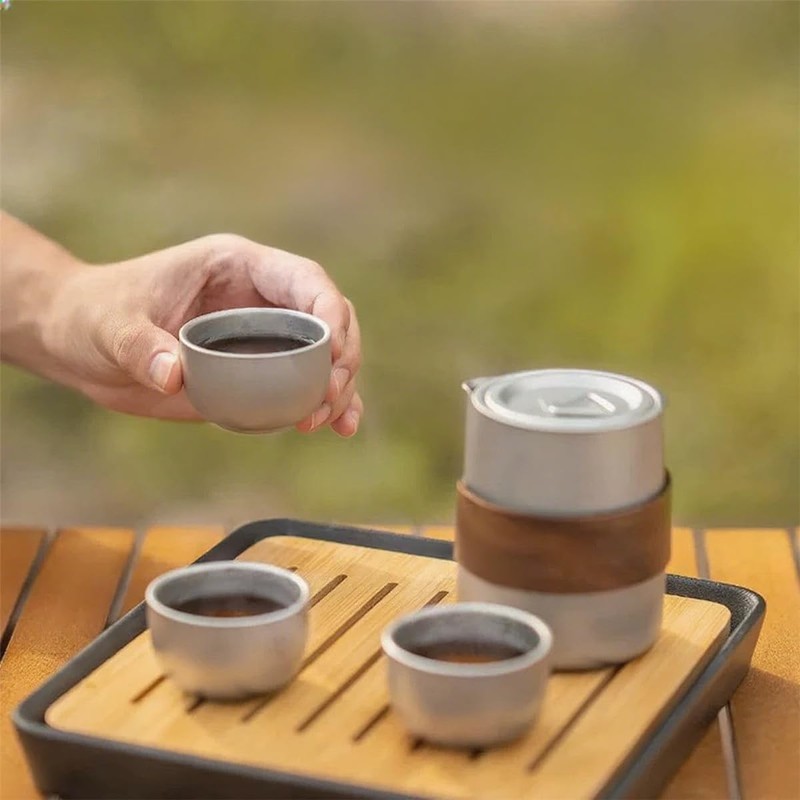 純チタン製 携帯用急須セット 収納ケース付き アウトドア向け