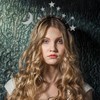 2 PCS Glitter Star Moon Headband,Party Star Moon Headband Hair