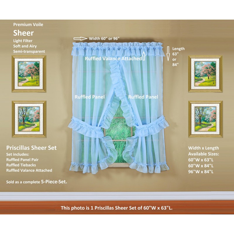 Today's Curtain, Emelia Priscilla Sheer Pair 60" W x 63"