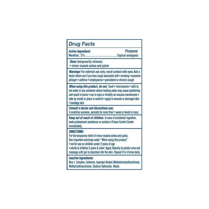 Artic Ice Pain Relieving Gel 2% Menthol Blue 7 Ounce,
