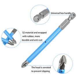 Saipor 10 Pieces 90 mm Cross Long Screwdriver Bit Set, PH2 Bit Magnetic Impact Wrench Bits, 1/4 Inch Hex Shank Screwdriver Bit Set for Cordless Screwdrivers