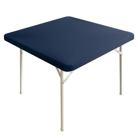 Monibana Cocktail Fitted Spandex Stretch Square Table Covers Caps Elastic Square Tablecloth Navy Blue Table Topper 48x48 Inch