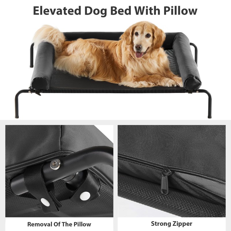 RRPETHOME Large Elevated Cooling Dog Bed, Raised Dog Cot Beds
