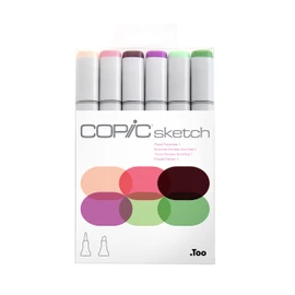 Copic Sketch Coloured Marker Pen - Set of 6 Floral Favorites 1, For Art & Crafts, Colouring, Graphics, Highlighter, Design, Anime, Professional & Beginners, Art Supplies & Colouring Books