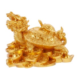 iplusmile 1pc Creative Gold Tortoise Luck Statue Feng Shui Home Decor Dragon Tortoise Figurine for Housewarming Prosperity