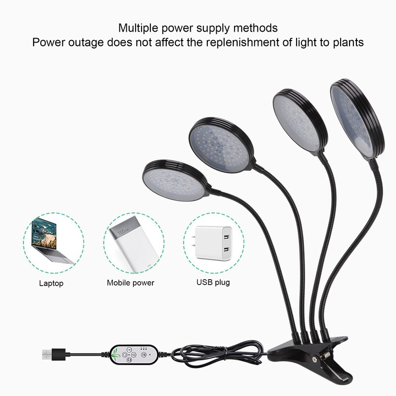 60W 4 Head LED Plant Growing Lights USB Power Supply