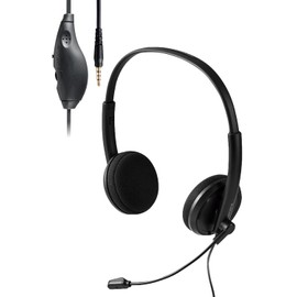 Elecom 4 Pole 3.5mm Noise Cancelling Unidirectional Lightweight Wired Headset with Mic for Long Time Web Conferencing Telework Black HS-HP06STBK