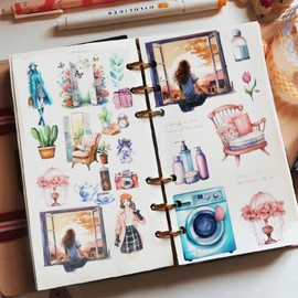 20 Sheets Scrapbook Stickers Aesthetic Bullet Journal Stickers for Journaling Sunshine Sticker Book Cute Washi Sticker for Scrapbooking Decorative Book for Adult Planner Art Crafts Supplies