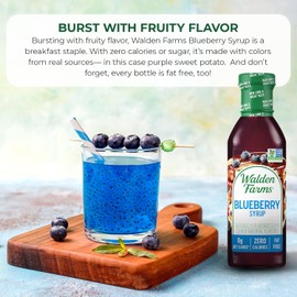 Walden Farms Blueberry Syrup - Sugar-Free, Calorie-Free, Low Carb, Keto-Friendly, Gluten-Free, Vegan Blueberry Syrup Alternative for Pancakes, Yogurt, Smoothies, (12 oz Bottle x 2)