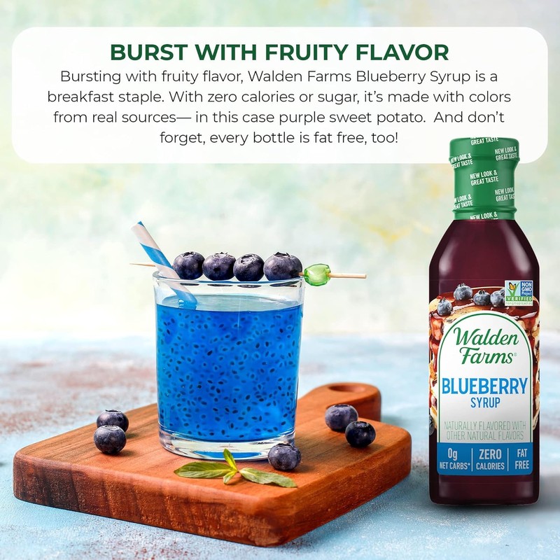 Walden Farms Blueberry Syrup - Sugar-Free, Calorie-Free, Low Carb, Keto-Friendly,