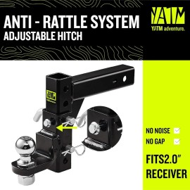 YATM Adjustable Trailer Hitch 2 Inch Receiver Drop Hitch 9 1/2 Inch Drop Rise YATM