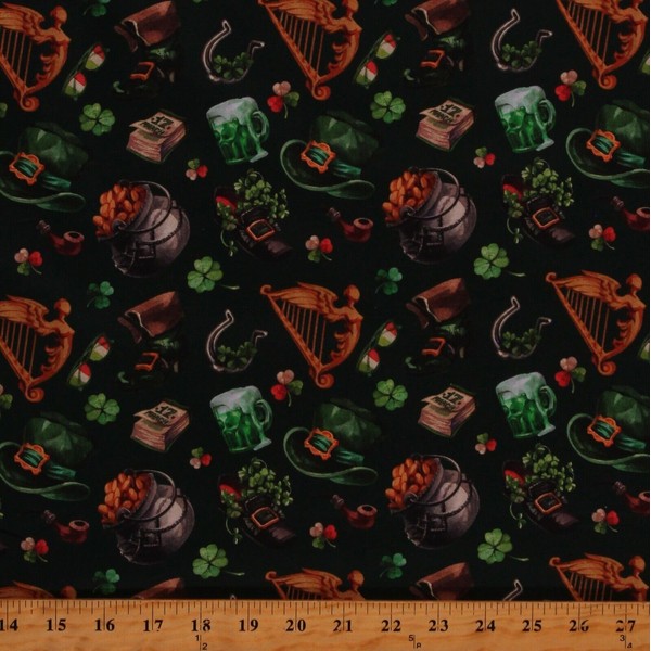 FlashPhoenix Quality Sewing Fabric – Cotton Saint Patrick's Day Shamrocks