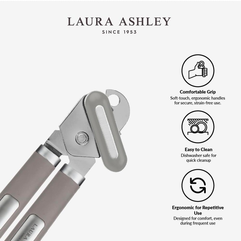 Laura Ashley Stainless Steel Heavy Duty Can Opener with Ergonomic