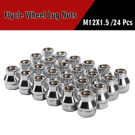 12x1.5 Chrome Extended Thread Lug Nut, 24PCS M12x1.5 ET Open Ended Lug Nuts 7mm Shank Aftermarket Wheels