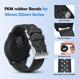 Stanchev Bands for Omega MoonSwatch, Fluororubber Strap Compatible with 20mm Watch, Quick Release Waterproof Replacement for Men & Women (Dark Green)