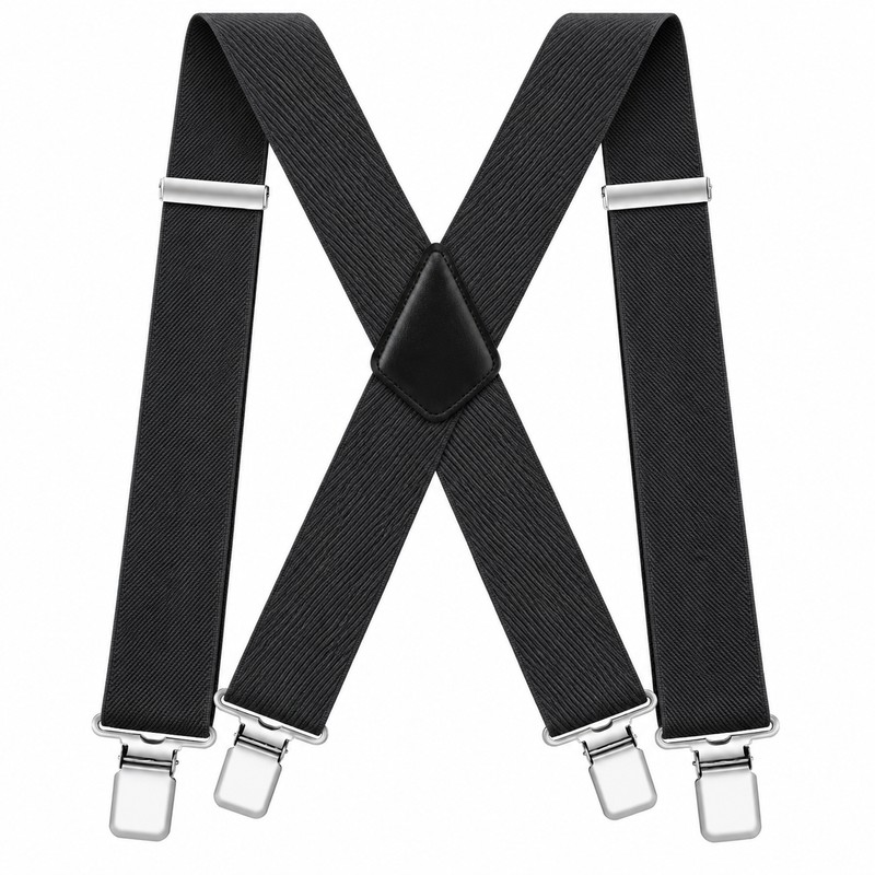 Men’s Adjustable Work Suspenders – 2-Inch Wide Elastic Straps with