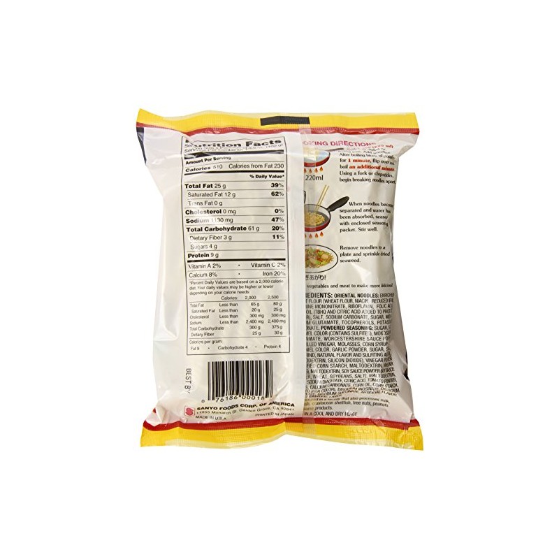 S'Proichi Sapporo Yakisoba Chow Mein Noodles, 3.60 Ounce (Pack of