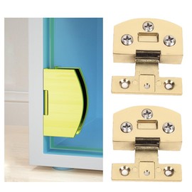 2 PCS Golden Glass Door Hinge Cabinet Display Cabinet Wine Cooler 90 Degree Fixture Glass Door Clip Hinge Easy to Install for 5-7MM Thick Glass Cabinet Doors