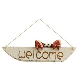 D-Fokes Vintage Hanging Decor Crab Welcome Sign Door Hanging Home Decor Creative Wall Decoration