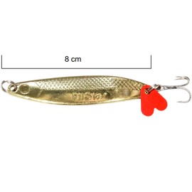 PRO FILSTAR Asymmetric Trout Spoon Gold Set of 2 - Engraved Treble Hook Trout Bait - Blinker Trout & Predator Fishing Lure Set - Catfish & Pike Fishing Bait - Artificial Bait Wobbler (8 cm/20 g)