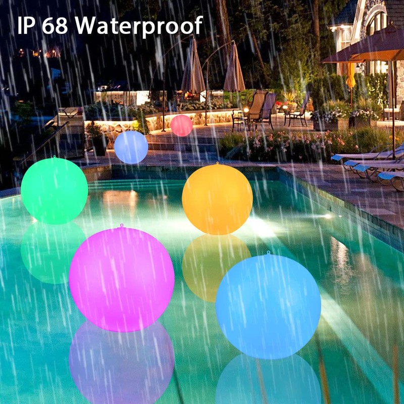 GEEDIAR 4 Pack Solar Floating Pool Lights Inflatable Waterproof IP68,