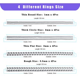 JRONGHE Ring Sizer Adjuster for Loose Rings, 16 Pack 4 Sizes Invisible Ring Guards for Women and Men,Clear Silicone Ring Size Adjuster,Ring Resizer Tightener Spiral Ring Spacers Fitter