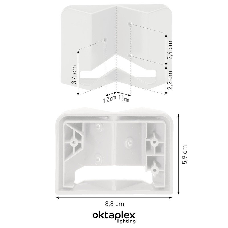 Oktaplex lighting Corner Wall Bracket White | Suitable for Outside