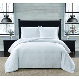 LONDON FOG - King 3 Piece Duvet + Sham Set - Herringbone Flannel Collection - Grey