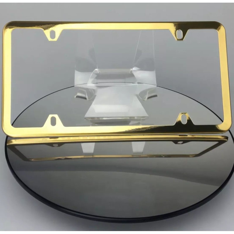 MotorVehicleParts Chevy 4 Holes Powder Coated Gold Stainless Steel License