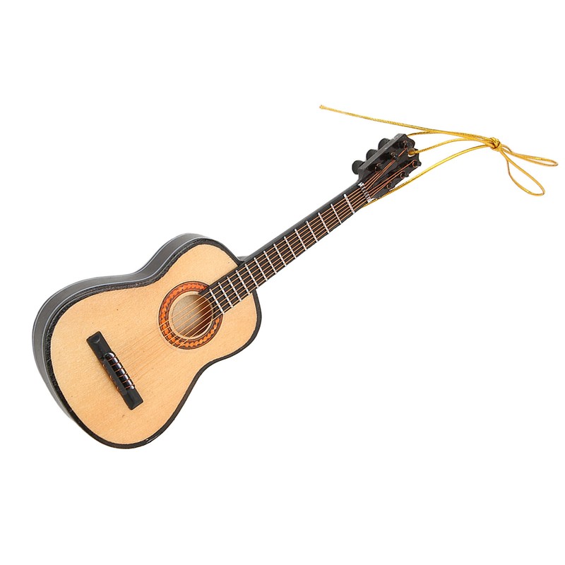 Guitar Model Lifelike Decorative Wooden Miniature Guitar Ornament for Christmas