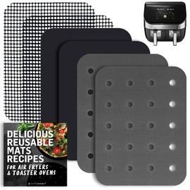 Air Fryer Liners for Instant Pot Vortex Plus 8 qt, Reusable Airfryer Inserts for Basket, 7pcs Dual Liner Accessory for 8 quart, Double Air Fryer Accessories by INFRAOVENS