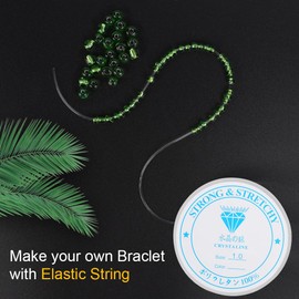 AUAUY 4 Rolls Elastic String for Bracelets, 0.5mm 1.0mm Clear Elastic Bead Threads, Bracelet Strings, Durable Bead String Cord for Clay Beads Kandi Beads DIY Bracelet Necklaces Jewelry Making