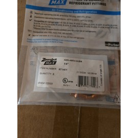 ZoomLock Parker ZoomLock MAX 45 Deg 1/4" Press Copper Elbow MZK-45E4-HNBR  3 Pack 871401