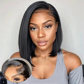 WestKiss Hair Store [Giving Sale] West Kiss Straight 13x4 Lace Front Bob Wig Human Hair Pre-Plucked With Baby Hair Natural Hairline - Hair Length: 14 Inch
