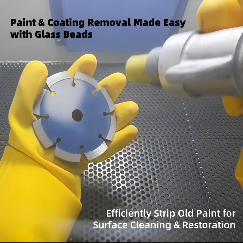 Glass Bead Media for Sandblasting – 8LB Non-Silica Reusable Blasting