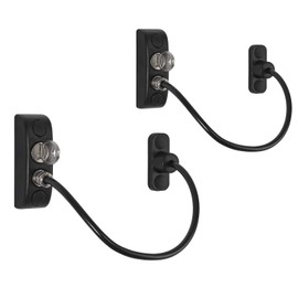 Neoteck 2-Piece UPVC Window Restriction Locks, Window Door Cable Restriction Lock, Child Safety Lock for Children, Baby Safety Wire Lock for Home and Commercial Applications - Black