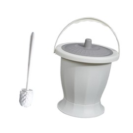 predolo Potty Urinal Bottle, Chamber Pot and Ring Toilet Brush, Urinal Night Urinal Jug, Spittoon Chamber Bucket for Female Male, White