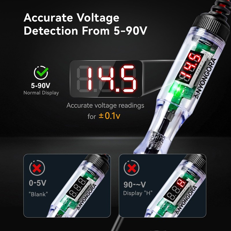 Anyongora Automotive Test Light with 5-90V LED Digital Display,Auto Circuit